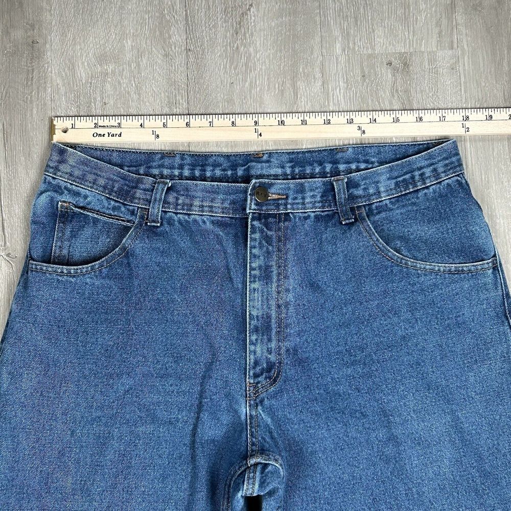 Key Jeans‎ Mens 36x32 Blue Straight Leg Workwear 5 Pocket Logo Denim Outdoor - Picture 6 of 8